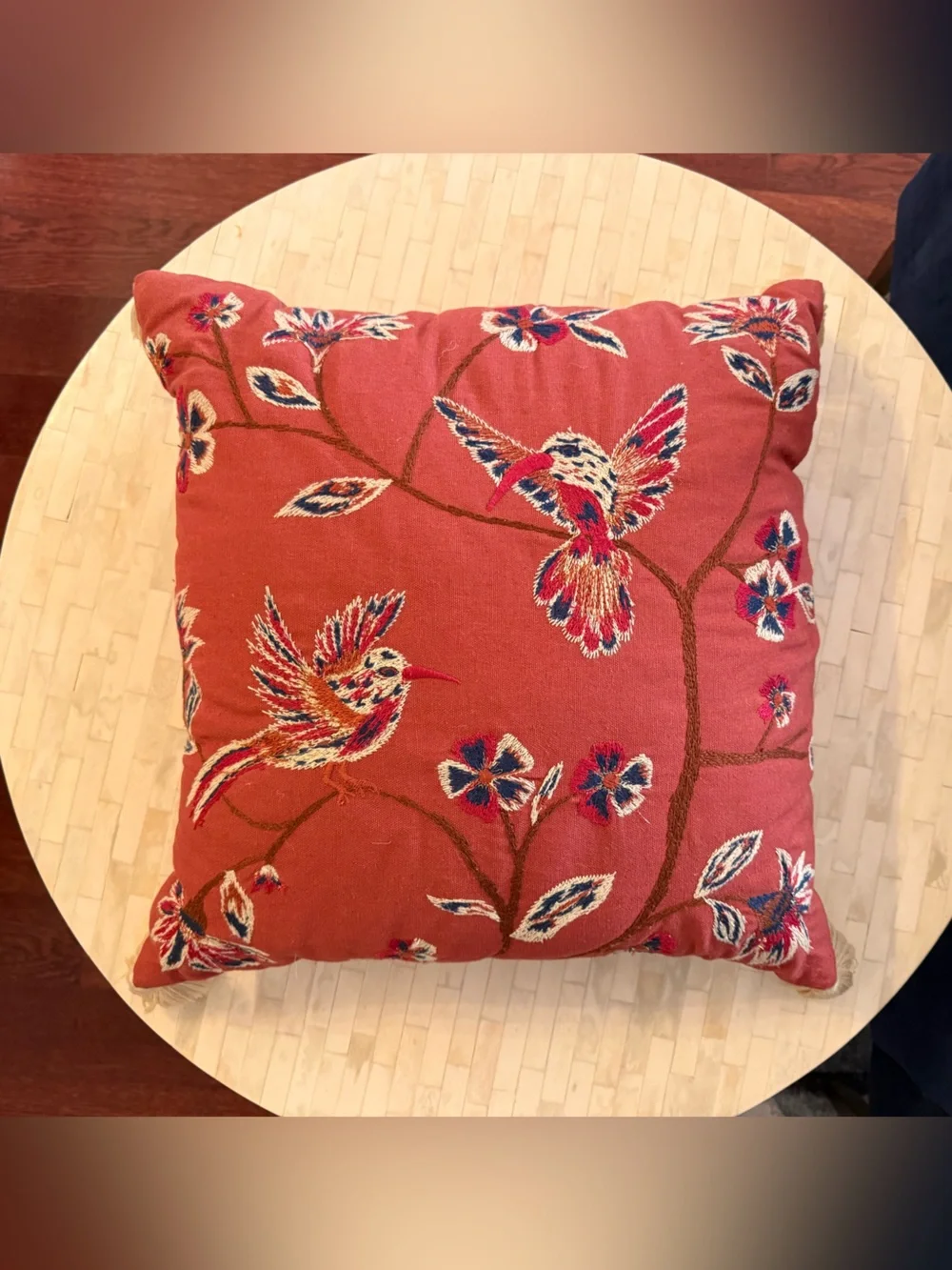 Decorative Coral Floral Embroidered Throw Pillow - Target